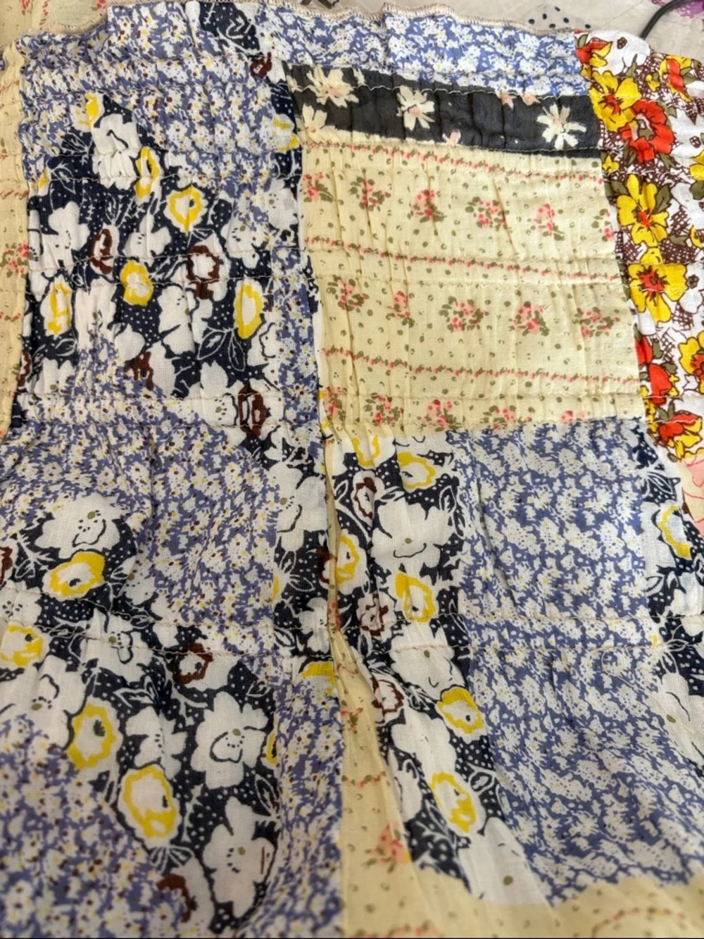 Natural Life Mix It Up Patchwork Floral Maxi Skirt in Blue, White & yellow. L/XL - Picture 7 of 9